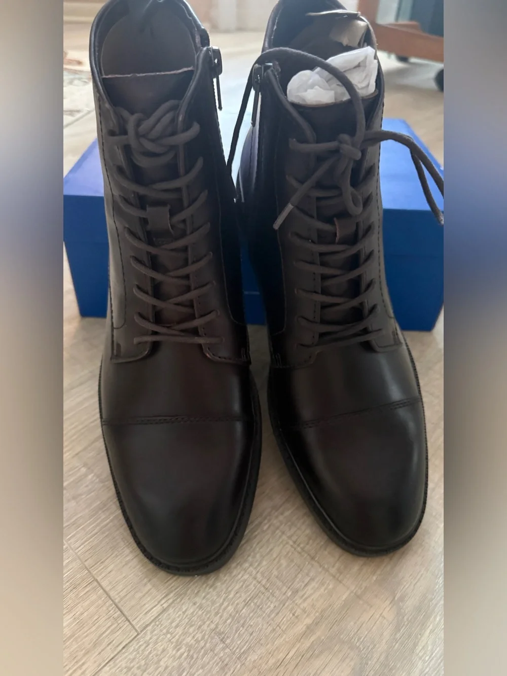 Vince Camuto Dark Brown Leather Lace-Up /Zipper Men’s Boots Size 8.5M/ 41.5